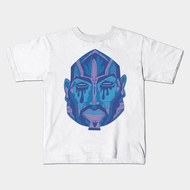 Mountain Blue African Mask No 9 Kids T-Shirt by kenallouis